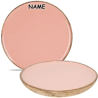 alles-meine.de GmbH großer - XXL - Kunststoff & Holz - Teller/Speiseteller/Platzteller/Servierteller - Ø 38 cm - inkl. Name - rosa/pink - BPA frei - rund flach - Frühstüc..