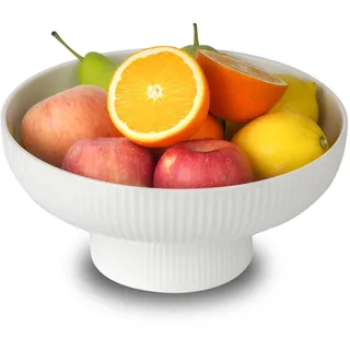 Magclay Obstschale aus Keramik mit Abtropflöchern, 25,4 cm großer Obstkorb mit multifunktionalem abnehmbarem Sockel, dekorative Obstschale für Tischarbeitsplatte, Obst- und Gemüsehalter, Weiß