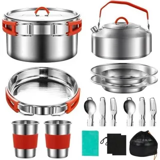 Camping Kochgeschirr Set 17tlg Edelstahl für Outdoor & Küche