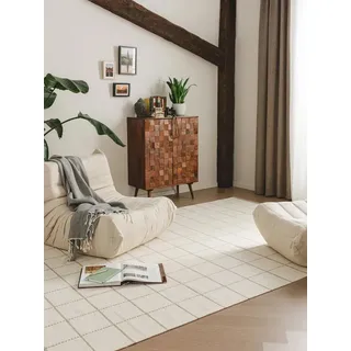 benuta Wollteppich Gyda, rechteckig, Höhe: 6 mm, Kunstfaser, Berber, Ethno-Style, Wohnzimmer weiß 200 cm x 300 cm x 6 mm