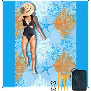 WEFHEF 200X200cm Stranddecke Sandfrei Strandmatte Picknickdecke Sandfeste Sanddecke Sandmatte Strandtuch Picknickmatte Sanddicht Beach Mat Picnic Blanket Camping Decke Strandzubehör XXL Extra groß
