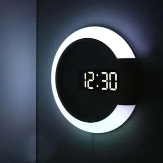 Led-wanduhr, Kreative Fernbedienung, Digitaluhr, Hohlspiegel, Temperaturalarm, 7 Wechselnde Farben, Nachtlicht Für Zuhause Und Büro