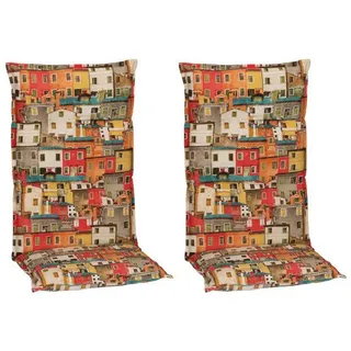 Gardenson Sesselauflage, Gelb, Orange, Rot, Textil, Häuschen, Füllung: Schaumstoff, Fleece,Schaumstoff, Fleece, 46x8x118 cm, Handmade in Europe, bügelfrei, pflegeleicht, für den Außenbereich geeignet, wetterfest, mittels Bändern zu befestigen, Outdoor-Kissen, Gartenstuhlauflagen, Hochlehner-Auflagen