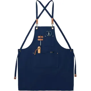Leinenschürzen – Arbeitsschürzen Für Männer Und Frauen – Kochschürzen Mit Verstellbarem Riemen Und 3 Taschen – Servierschürzen – Kochen – Backen – Künstler – Malen – Kreuzschürzen
