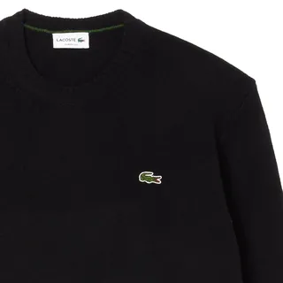 LACOSTE Herren Strickpullover, Merinowolle - Monochrome Carded Wool Jersey Crew Neck Sweater, Regular Fit Schwarz / 2XL