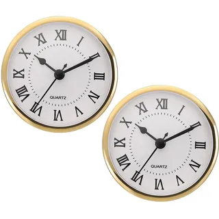 PATIKIL 90mm Quarz Uhrwerk Wanduhr, 2 Stück Stille Römische Ziffern Kaminuhren, Ersatz für Tischuhr, Stehuhr, Standuhr (Goldfarben/Weiß Stil 3)