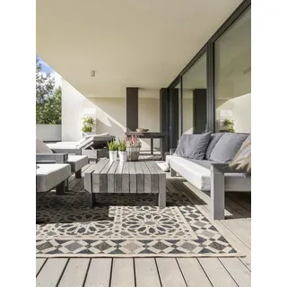 benuta Outdoorteppich River, rechteckig, Höhe: 5 mm, Kunstfaser, Berber, Ethno-Style, Wohnzimmer beige|blau 100 cm x 150 cm x 5 mm