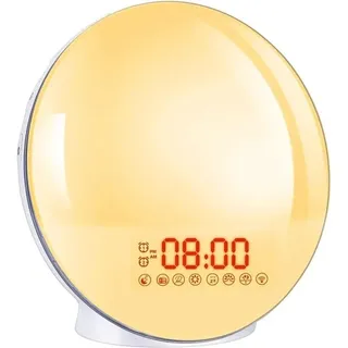 Radiowecker Mit Licht, Sanfter Led-sonnenaufgangssimulator, Nachttischlampe Mit 2 Weckzeiten, 8 Tönen Und 20 Helligkeitsstufen Fürs Babyzimmer