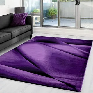 Carpettex Kurzflor Teppich 120x170 cm Abstrakt Lila Schwarz