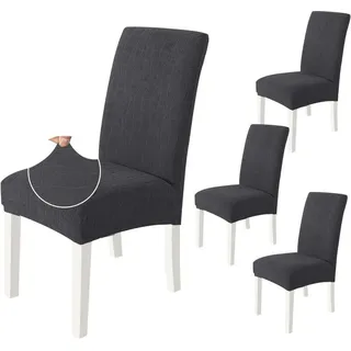 YSTYLE Sitzbezüge für Esszimmerstühle, Stuhlhussen für Esszimmer, 4 Stück, BW, Dunkelgrau