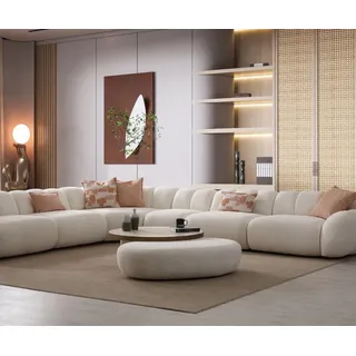 Xlmoebel Couchtisch Modernes Wohnzimmer Set mit Designer Tisch und Hocker 2-tlg, Made in Europa braun