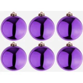 Mojawo 6 Stück XL Weihnachtsbaumkugeln Christbaumkugeln Lila Ø 15cm