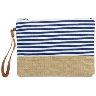Caspar Clutch TS355 Damen Sommer Jute Tasche mit Streifen Print blau
