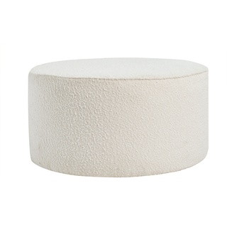 Designer-Hocker weißer Stoff aus Bouclé-Wolle D 70cm MERIBEL