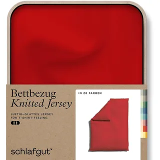 schlafgut Knitted Jersey Bettwäsche 135x200 cm Bio-Baumwolle, Red Deep