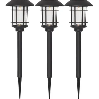 Star Trading Wegeleuchte Edelstahl Kunststoff 12x34,0x12 cm 3er Set schwarz
