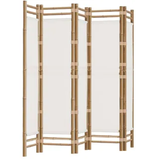vidaXL 5-tlg. Paravent Faltbar 200 cm Bambus und Canvas