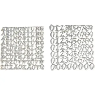 158-teiliges Set Wachsbuchstaben und -zahlen, selbstklebend, Silber