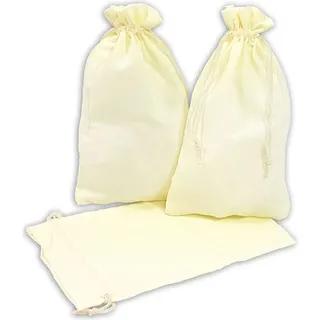 Frau WUNDERVoll® 12 Geschenksäckchen creme 20 x 12 cm Baumwolle Adventskalender Säckchen Stoffbeutel zum Basteln und befüllen Gastgeschenk Hoch... - Creme