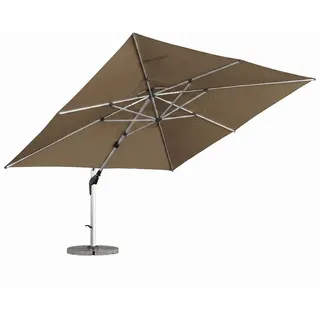 anndora Ampelschirm 4x4 m, Kurbel und Granitplatten inklusive, Bronze - Bronze/Braun