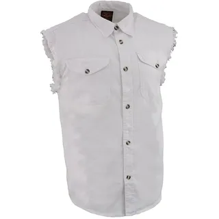 Milwaukee Leather DM4006 Herren Jeanshemd, leicht, ärmellos, Weiß