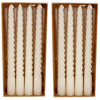 Macosa Home Tafelkerze beige Elfenbein Spiralkerzen Stabkerzen 8er Set 20cm (8-tlg), Tafelkerzen Twist Spitzkerzen Dekokerzen weiß