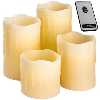 tectake LED-Kerze LED-Kerzen mit Fernbedienung (4-tlg) weiß