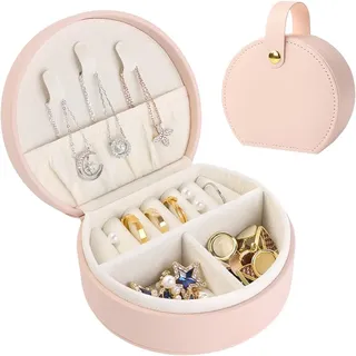 Schmuckkästchen, Reise-schmuckkästchen Für Damen, Mini-schmuckkästchen, Organizer, Geschenkbox Aus Pu-leder Für Ringe, Ohrringe Und Halsketten Für Damen Und Mädchen – Pink
