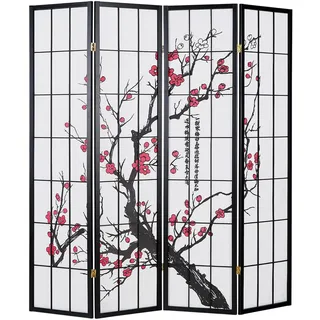 Homestyle4u Paravent Schwarz 176x179 cm 150