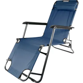 Aga Sonnenliege mit Fußteil DS713 Blau, leicht & klappbar, Stahl - pulverbeschichtet, UV-beständig, Liegestuhl, Gartenstühle, Gartenliege, Relax... - Blau