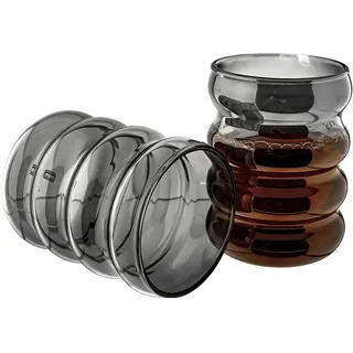 Schwarze Wave-Design Trinkgläser im 2er Set – 300 ml