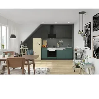 Optifit Madrid420 Singleküche Typ 3  (Breite: 210 cm, Steingrün/Anthrazit, Mit Elektrogeräten)