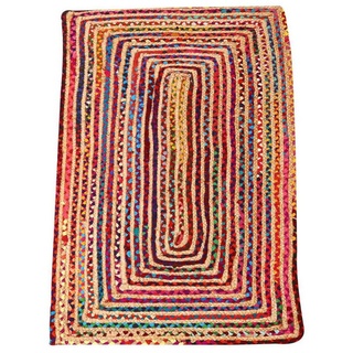 Teppich Jute Teppich Esha bunt rechteckig, Teppichläufer im Boho-Stil, Casa Moro, rechteckig, Geschenkideen 80 cm x 120 cm