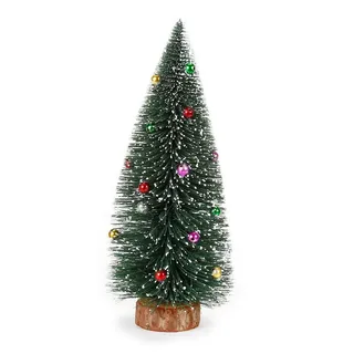 Holly & Jolly Christbaumschmuck, Tannenbaum künstlich mit Schnee und Perlen 28cm grün / bunt grün