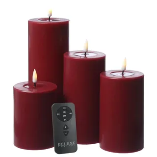 Deluxe Homeart LED Kerzenset MIA Echtwachs 4 Größen mit Batterien Fernb.