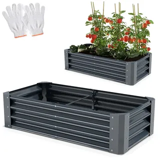 onbest Metall Hochbeet XXL 120 x 60 x 30 cm Anthrazit