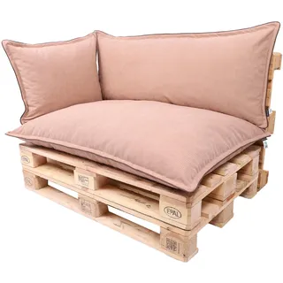 TexDeko® Cord Palettenkissen 120x80x18 cm 3-TLG Set, Cappuccino | Weicher Cordstoff, wasserabweisend, UV-beständig, waschbarer Bezug, Indoor & Outdoor Palettenpolster, 320 g/m2 Stoffgewicht