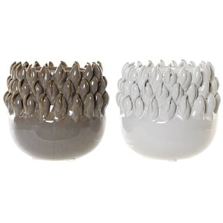 DKD Home Decor Vase Weiß Grau Modern (2 Stück) (14 x 14 x 13 cm)