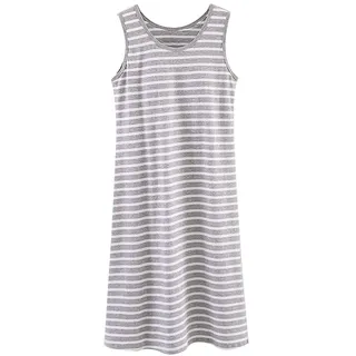 Nachthemd Damen Baumwolle Nachtkleid Ärmellos Nachtwäsche Kurz Rundhals Einfarbige Trägerhemd Kleid Sleepshirt für Sommer Schlafanzug in Übergröße (grau,M) - M