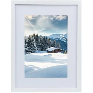 Joyshare Bilderrahmen 30×40 cm Weiß mit Passepartout | MDF-Holzrahmen mit hochklarem Acrylglas, moderner Wechselrahmen für Fotos, Bilder und Kunstwerke