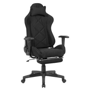 AMSTYLE Gaming-Stuhl SPM1.417, mit Fußstütze, Kopfstütze, schwarz, Stoff, belastbar bis 120 kg