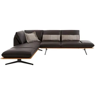 Dieter Knoll Ecksofa, Braun, Holz, Echtleder, Anilinleder, Wildeiche, massiv, 4-Sitzer, Eckteil, L-Form, 282x205 cm, Typenauswahl, Lederauswahl, Stoffauswahl, planbar, seitenverkehrt erhältlich, Hocker Rücken echt, individuell planbar, Wohnzimmer, Sofas & Couches, Wohnlandschaften, Ecksofas