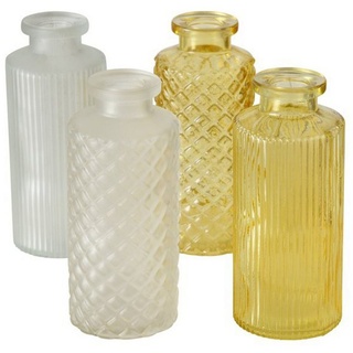 BOLTZE Tischvase Blumenvase im 4er Set aus Glas in Flaschenform - Gelb