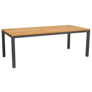 CASA DOMA Gartentisch Varano, 210x100 cm Teak-Tischplatte mit breiten Planken, Edelstahl anthrazit braun 210 cm x 75.50 cm x 100 cm