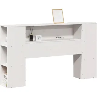 vidaXL Kopfteil mit Stauraum Weiß 160 cm Massivholz Kiefer