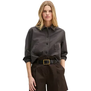 Marc O'Polo Oversized Hemdjacke aus Baumwoll-Lyocell-Leinen-Mix, Mittelbraun, 40,