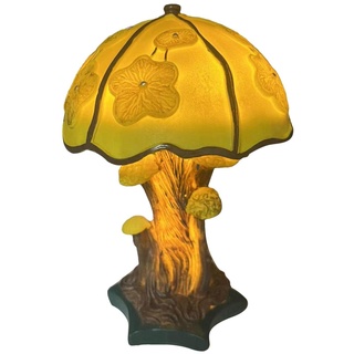 Aibyks Buntglas-Nachtlicht – Buntglas-Tischlampe | Pflanzenserie Vintage Malerei Glas Pilzlampe | Handgefertigte Nachttischlampe Aus Buntglas Für Die Inneneinrichtung