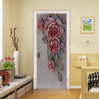 VIRANDA 3D Türtapete Selbstklebend Türposter - Geprägte Rose - Türaufkleber Tür Folie 77x200cm