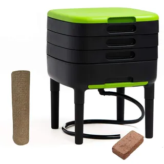 WormBox TinyWorm Design & Compact I 3-Etagen-Wurmkomposter I Komplett-Set I Schublade I Kunststofffüße