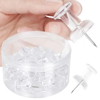 DANRONG Jumbo-Pinnnadeln für Pinnwände, große Reißnägel für Wand, 4,6 cm, riesige, transparente Reißnägel, Reißzwecken für Korktafel, zum Aufhängen von Karten, Fotos, Postern, Kalender, Büro- und